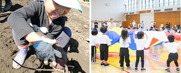 9月：運動会/10月：おいもほり・秋まつり/12月：発表会